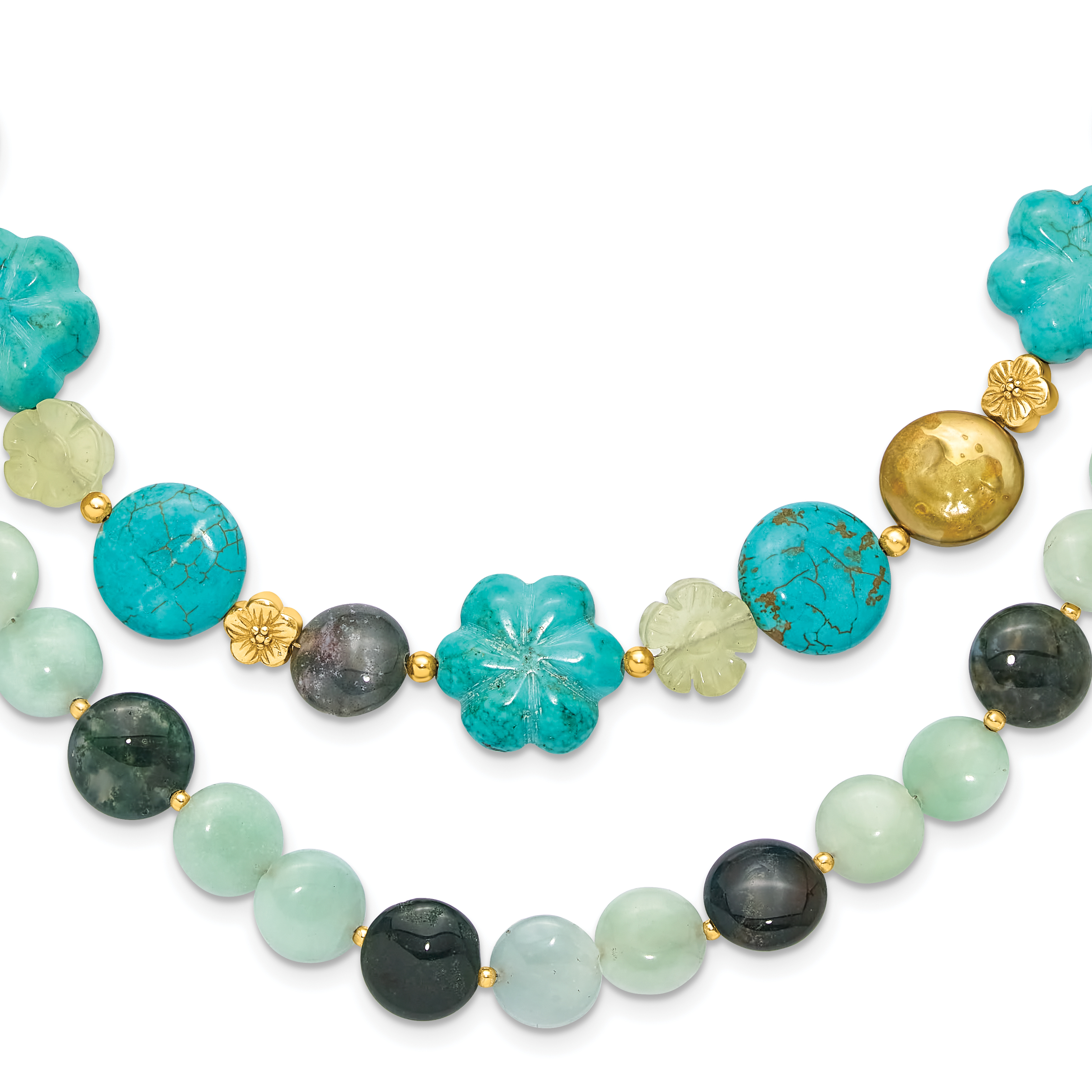 Sterling Silver Gold-plated Multi Stone Adj. 17in or 40in Necklace (QH5833)