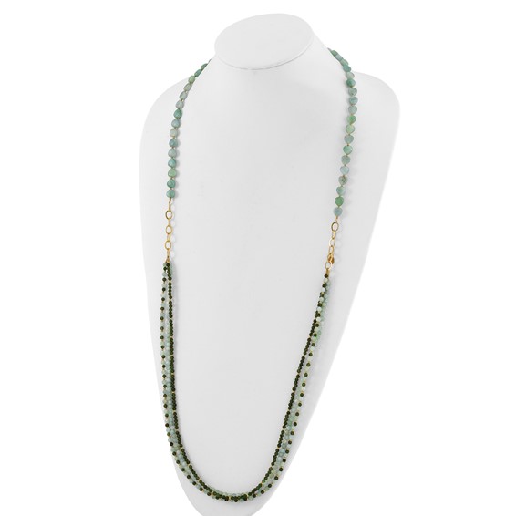 Sterling Silver Gold-plated Amazonite Adj. 17in or 40in Necklace
