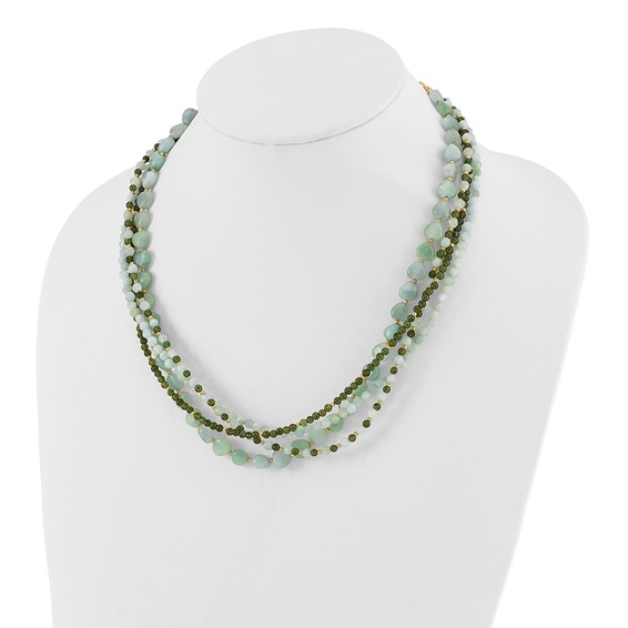 Sterling Silver Gold-plated Amazonite Adj. 17in or 40in Necklace