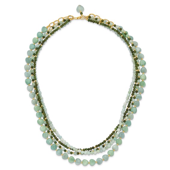 Sterling Silver Gold-plated Amazonite Adj. 17in or 40in Necklace