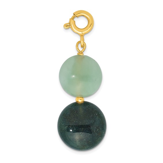 Sterling Silver Gold-plated Amazonite Adj. 17in or 40in Necklace