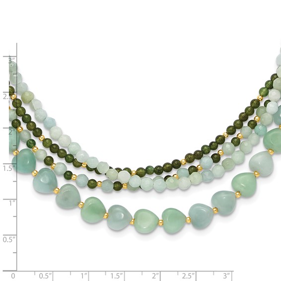 Sterling Silver Gold-plated Amazonite Adj. 17in or 40in Necklace