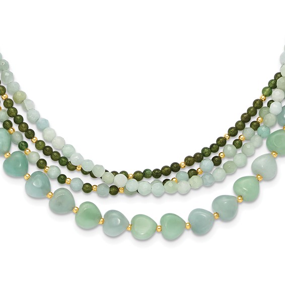Sterling Silver Gold-plated Amazonite Adj. 17in or 40in Necklace