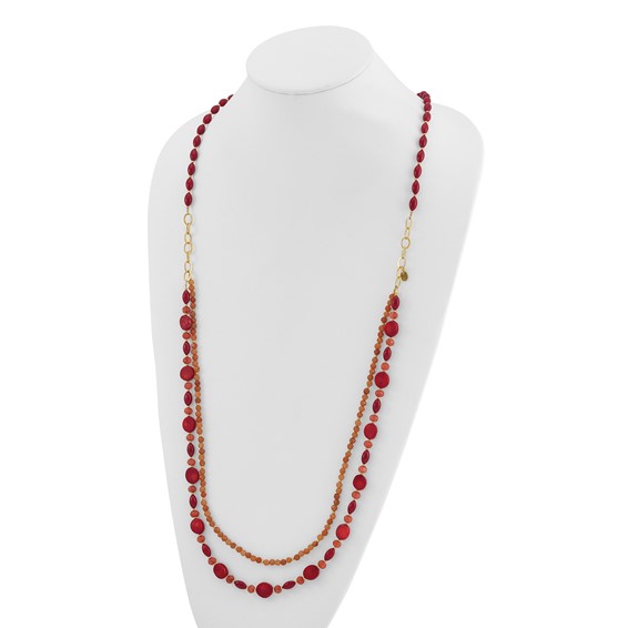 Sterling Silver Gold-plated Multi Stone Adj. 17in or 40in Necklace