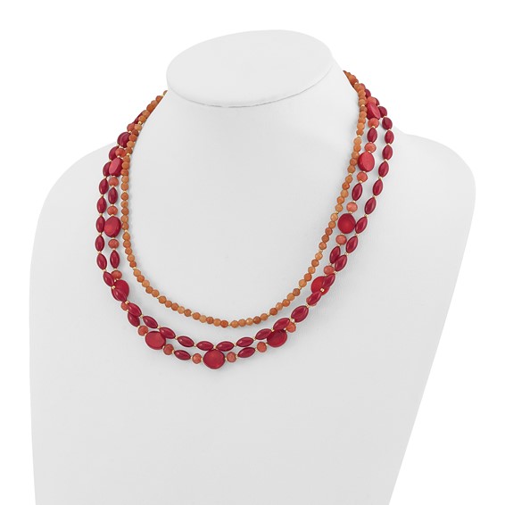 Sterling Silver Gold-plated Multi Stone Adj. 17in or 40in Necklace