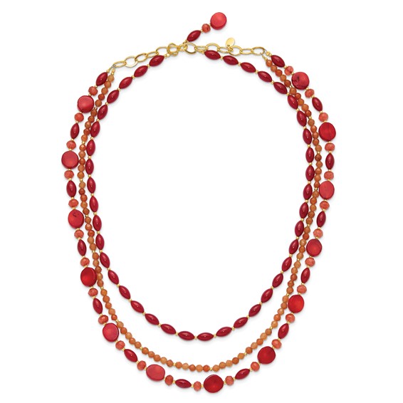 Sterling Silver Gold-plated Multi Stone Adj. 17in or 40in Necklace