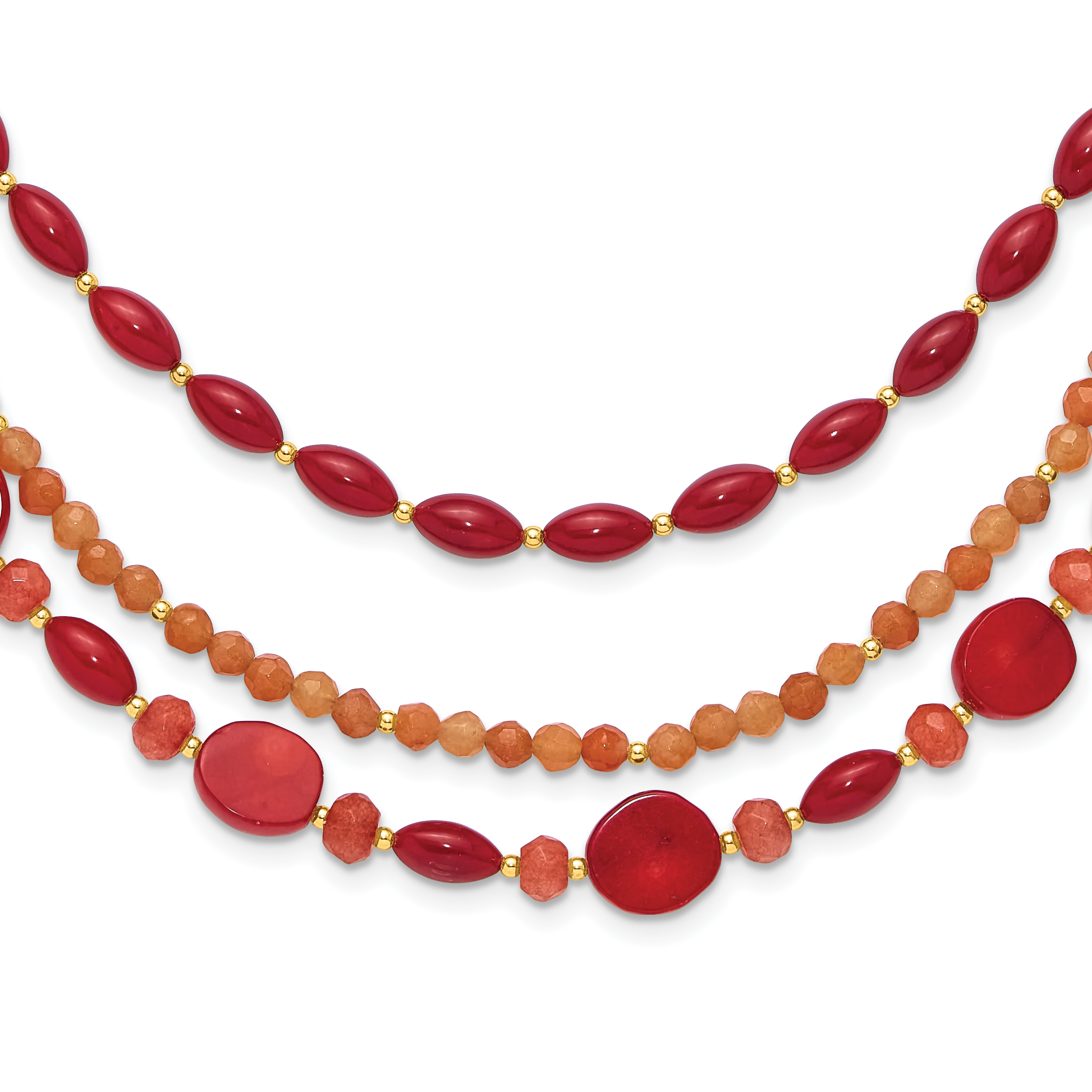 Sterling Silver Gold-plated Multi Stone Adj. 17in or 40in Necklace (QH5836)