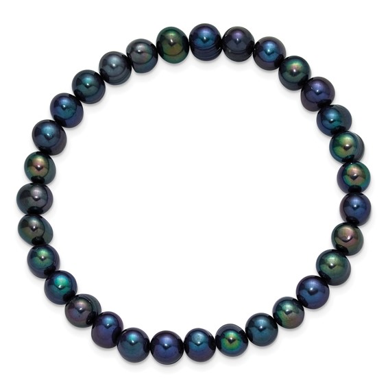 7-8mm Semi-Round Grey/White/Black/Red/Green Freshwater Cultured Pearl Stretch 5-Bracelet Set