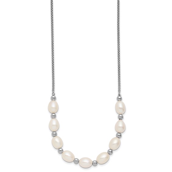 Sterling Silver Beaded and FWC Pearl Necklace