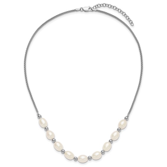 Sterling Silver Beaded and FWC Pearl Necklace