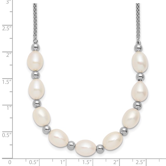 Sterling Silver Beaded and FWC Pearl Necklace