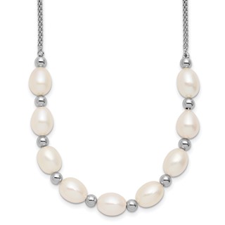 Sterling Silver Beaded and FWC Pearl Necklace