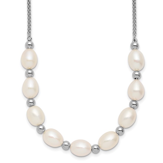 Sterling Silver Beaded and FWC Pearl Necklace