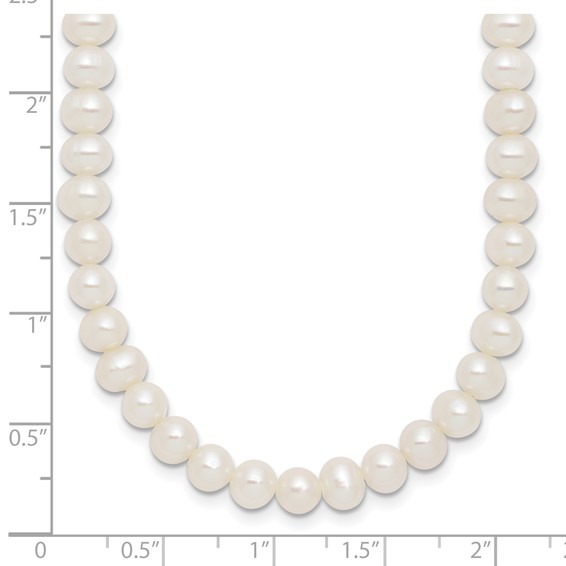 Sterling Silver Rhodium-plated 6-7mm Semi-Round White Freshwater Cultured Pearl 14 inch with 2 inch Extender Choker
