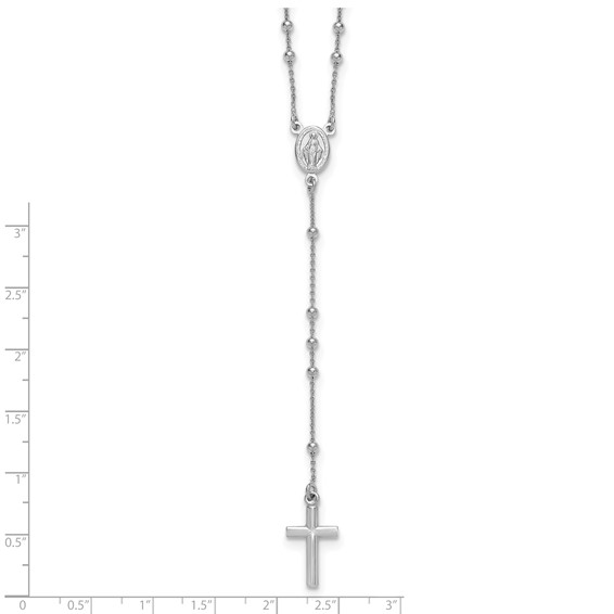Sterling Silver Rhodium-plated Polished 17.5 inch with 1.25 inch extender Rosary Necklace