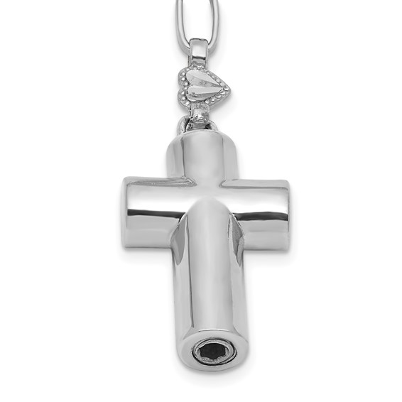 Sterling Silver Heart and Cross Ash Holder Rosary