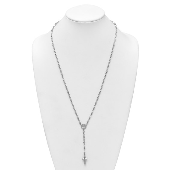 Sterling Silver Heart and Cross Ash Holder Rosary