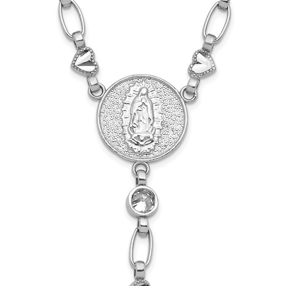 Sterling Silver Heart and Cross Ash Holder Rosary