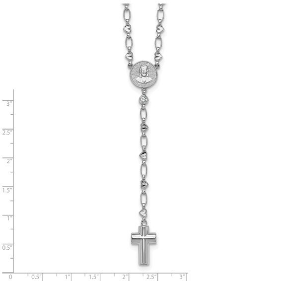 Sterling Silver Heart and Cross Ash Holder Rosary