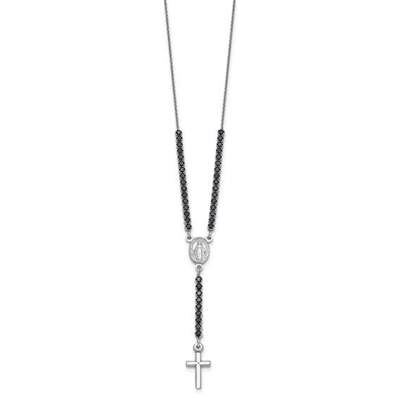 Sterling Silver CZ Rosary Necklace
