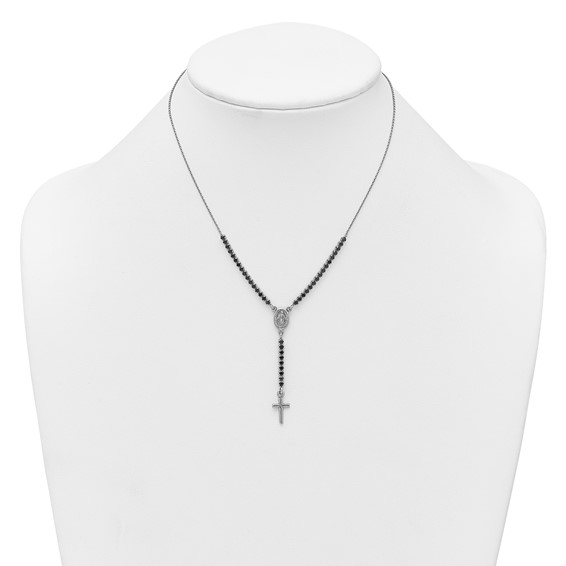 Sterling Silver CZ Rosary Necklace