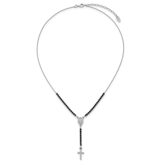 Sterling Silver CZ Rosary Necklace