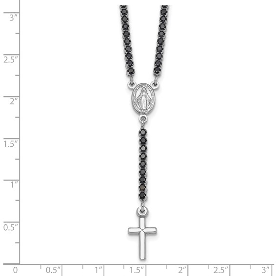 Sterling Silver CZ Rosary Necklace