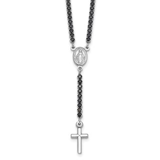 Sterling Silver CZ Rosary Necklace