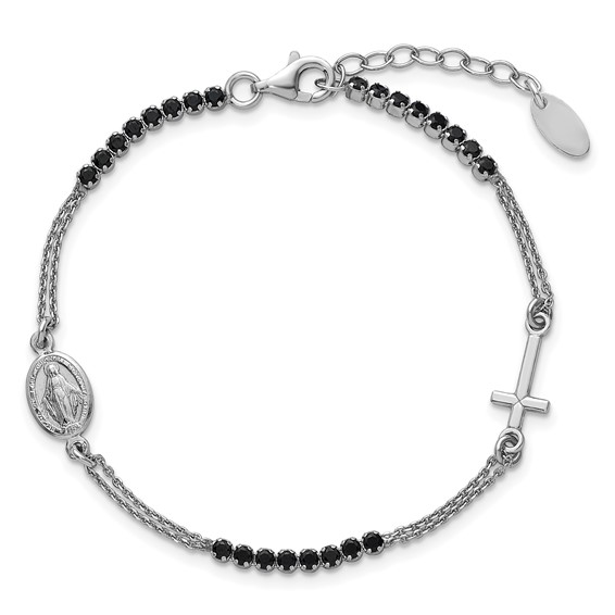 Sterling Silver with CZ Rosary Bracelet