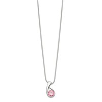 Sterling Silver Polished Pink CZ Necklace - 18in view 2