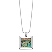 Sterling Silver Rhodium-plated Square Abalone Pendant Necklace, 18" view 2