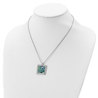 Sterling Silver Rhodium-plated Square Abalone Pendant Necklace, 18" view 4