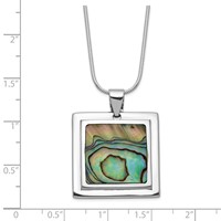 Sterling Silver Rhodium-plated Square Abalone Pendant Necklace, 18" view 3
