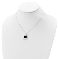 Sterling Silver Rhodium-plated Square Onyx Pendant Necklace, 16" view 4