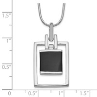 Sterling Silver Rhodium-plated Square Onyx Pendant Necklace, 16" view 5