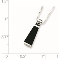 Sterling Silver Rhodium-plated Antiqued Onyx Pendant Necklace, 16" view 3