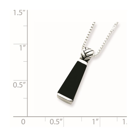 Sterling Silver Rhodium-plated Onyx Pendant Necklace
