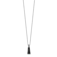 Sterling Silver Rhodium-plated Antiqued Onyx Pendant Necklace, 16" view 2