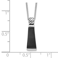 Sterling Silver Rhodium-plated Antiqued Onyx Pendant Necklace, 16" view 4