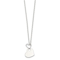 Sterling Silver Open Heart Holding 16mm Engravable Heart Dangle Necklace, 16" view 2