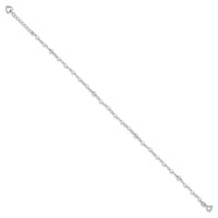 Sterling Silver Freshwater Cultured Pearl and Heart Plus 1 Inch Extender - Total 10 Inch Anklet, 9" view 2
