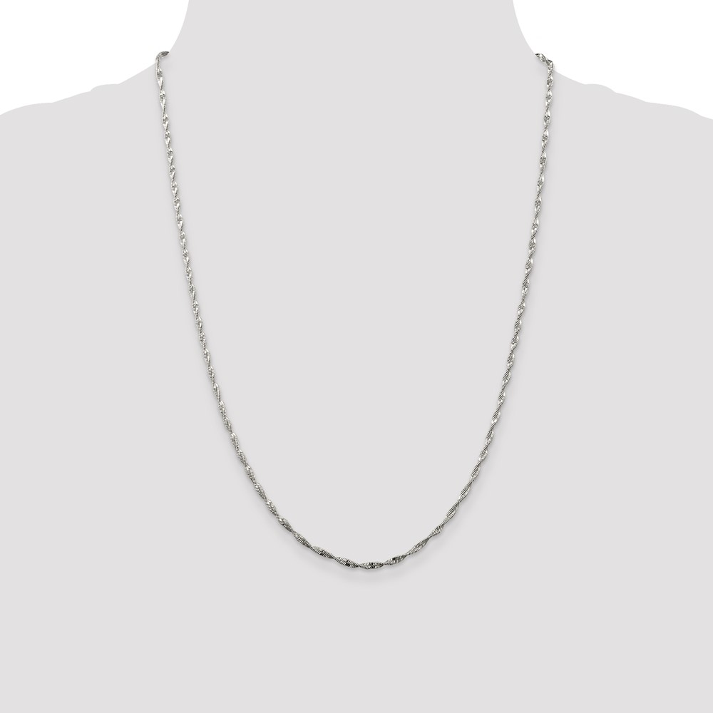 Sterling Silver 2mm Twisted Herringbone Chain (QHB1-24)