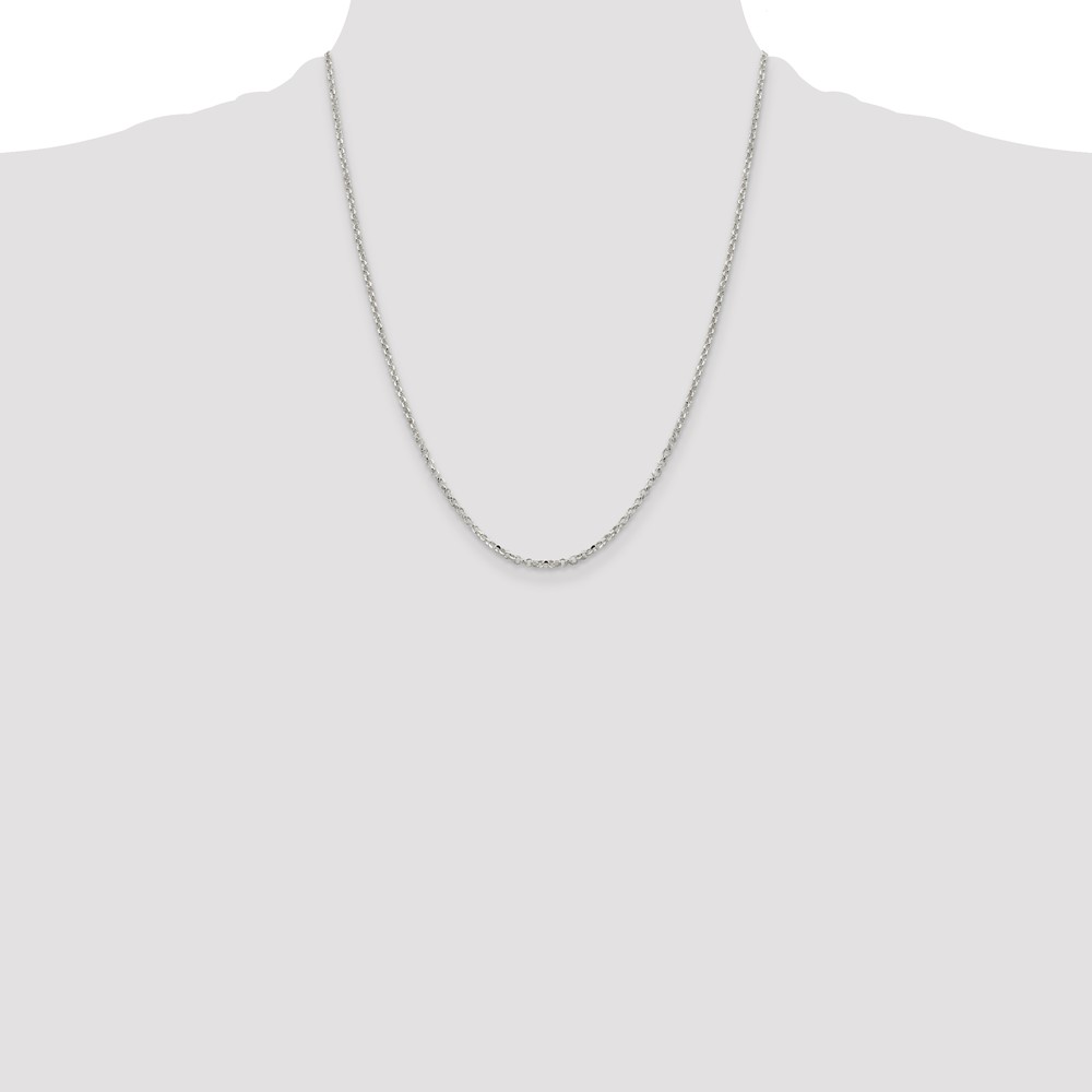 Sterling Silver 2.2mm Diamond-cut Cable Chain w/4in ext. (QHC035E-22)