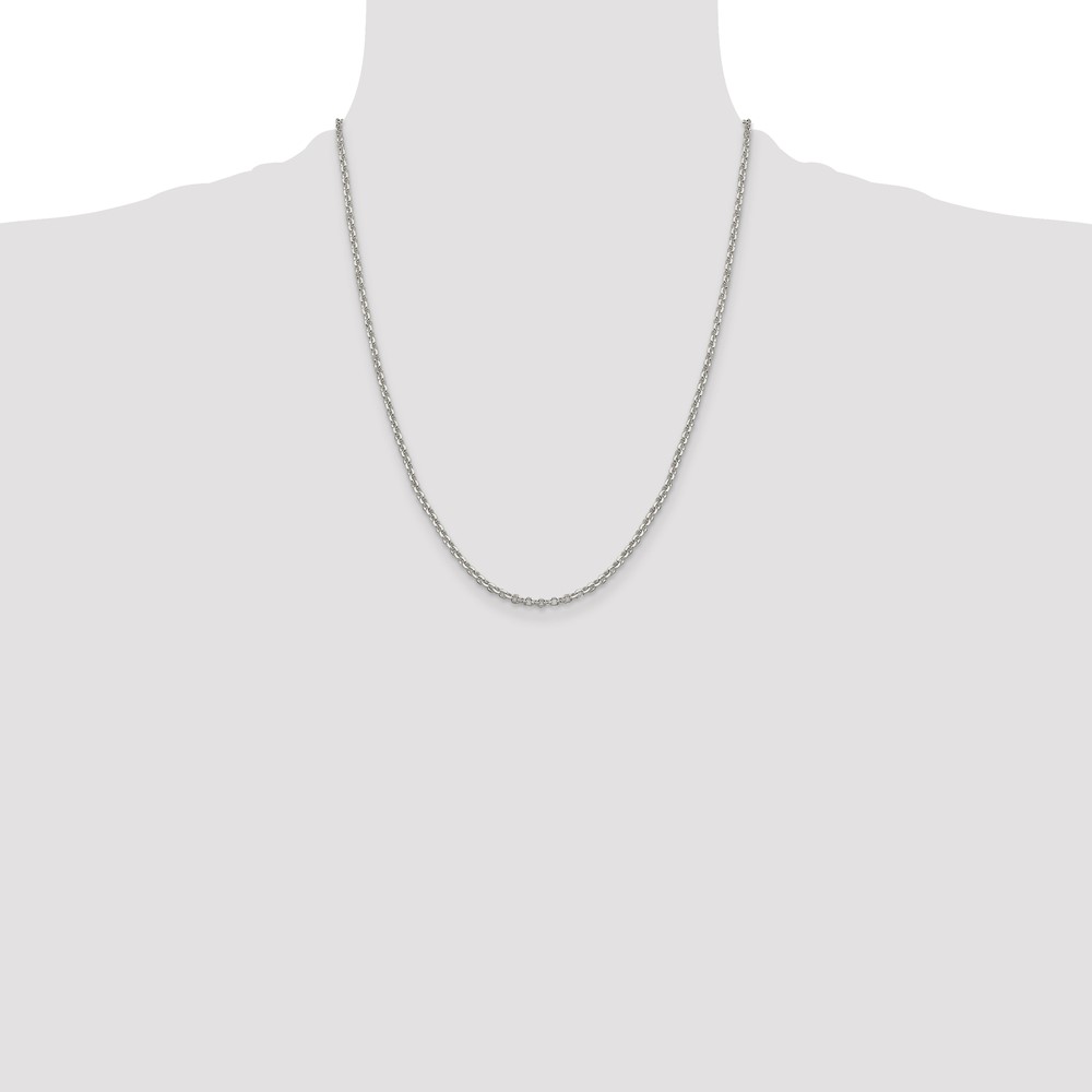 Sterling Silver 2.6mm Diamond-cut Cable Chain w/4in ext. (QHC045E-22)