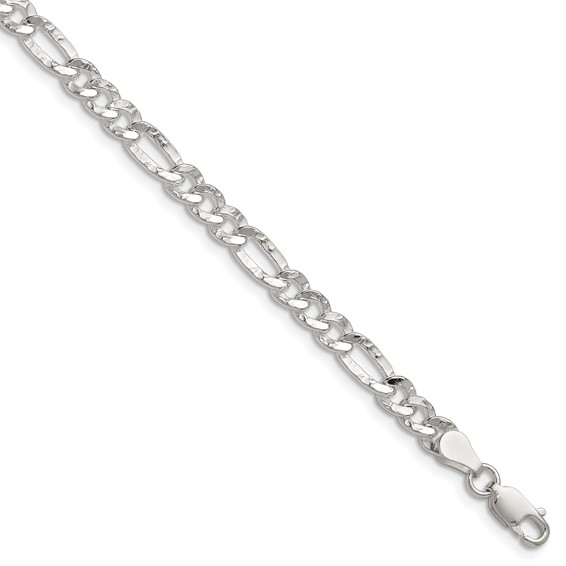 Sterling Silver Hammered Figaro Chain