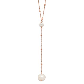 Sterling Silver Rose-tone Freshwater Cult Pearl w/2 in ext. Drop Necklace