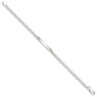 Sterling Silver Polished Engravable Curb Link 26x3mm Diamond-cut Plate ID Bracelet - 7in view 2