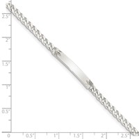 Sterling Silver Polished Engravable Curb Link 26x3mm Diamond-cut Plate ID Bracelet - 7in view 4