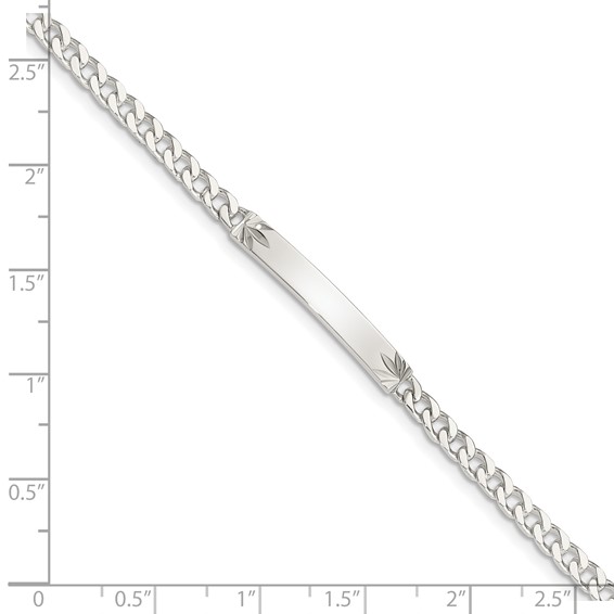 Sterling Silver Polished Engraveable Curb Link ID Bracelet