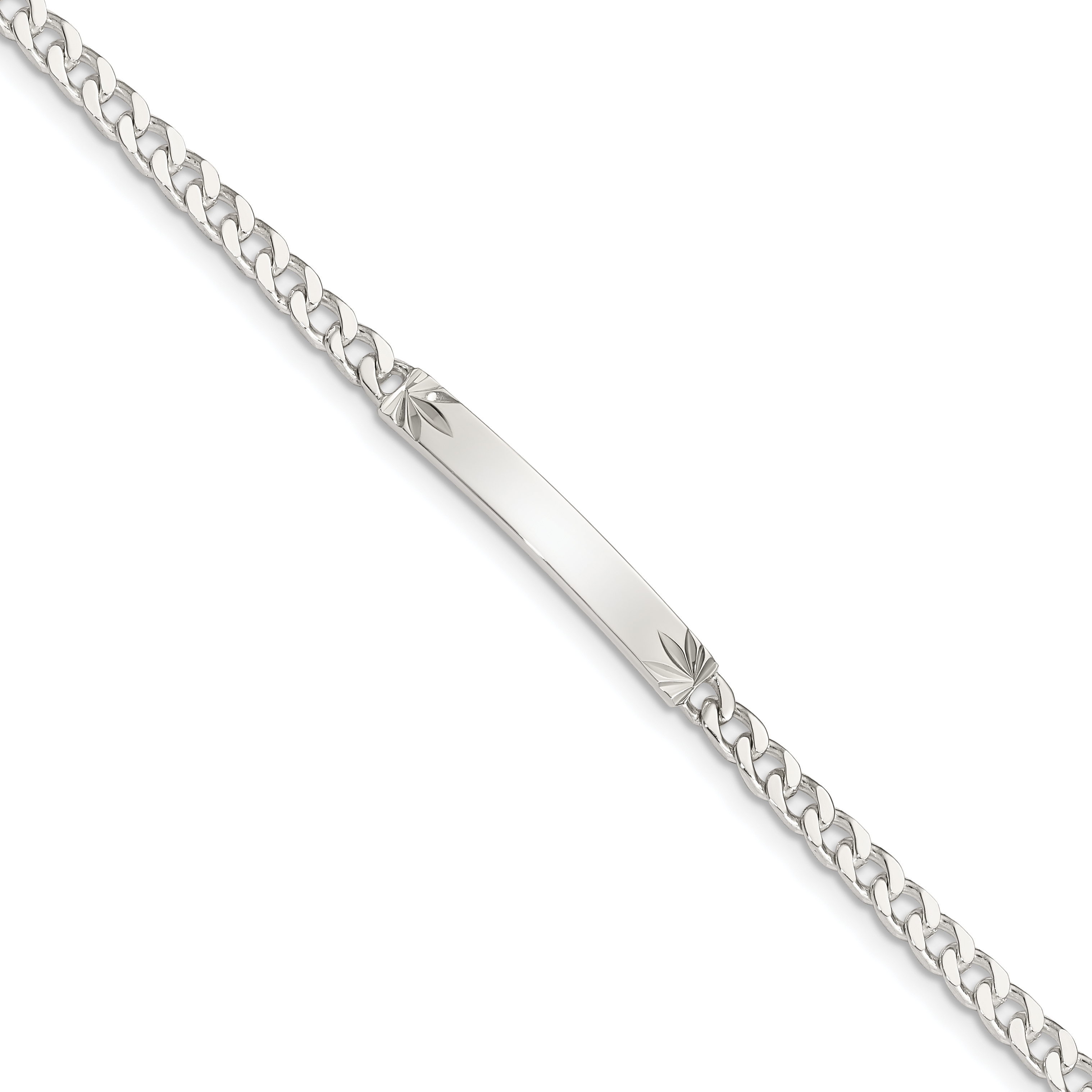 Sterling Silver Polished Engraveable Curb Link ID Bracelet (QID101-7)
